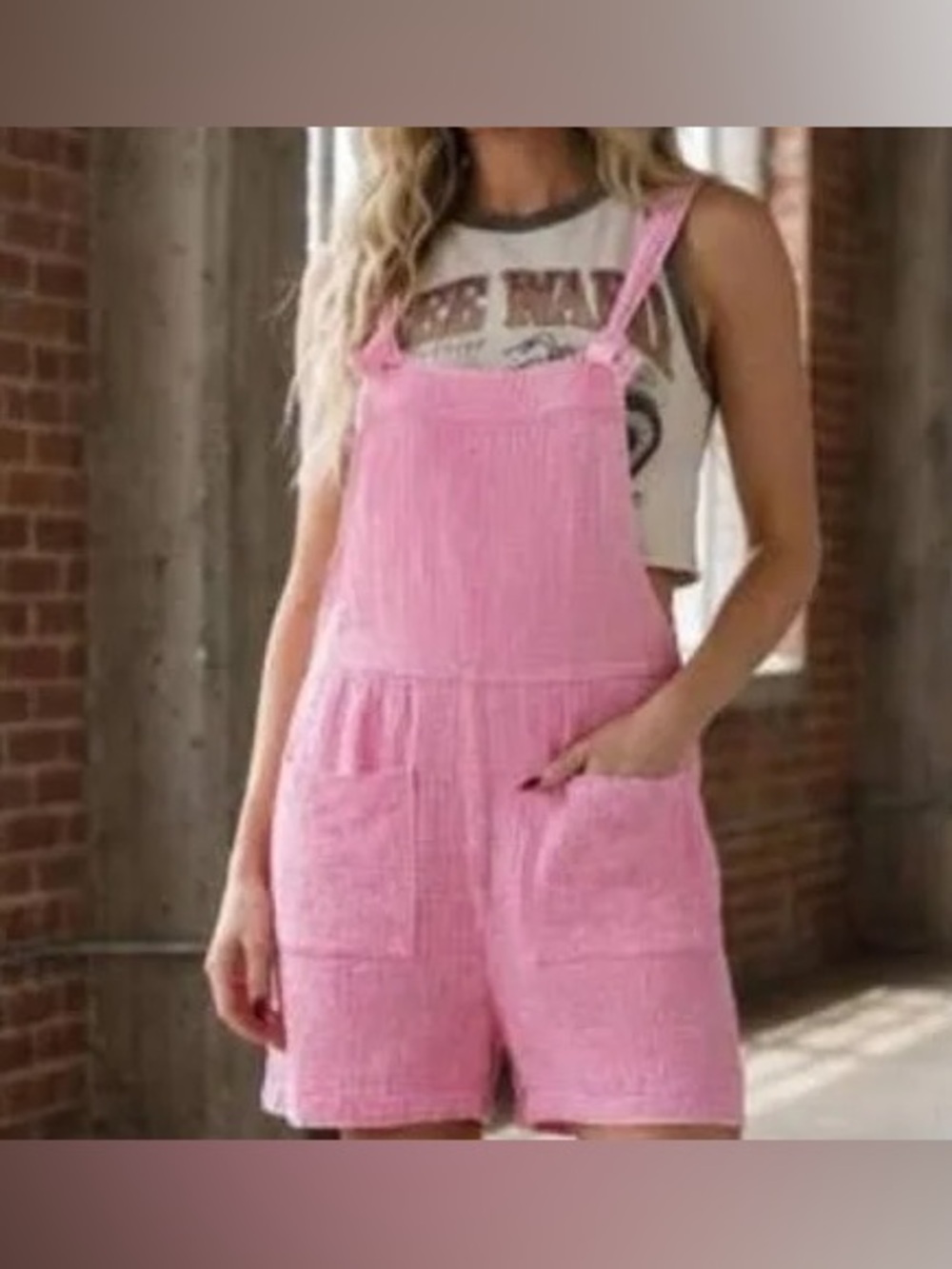 NWOT Zenana Outfitters Pink Knit Romper with Front Pockets
